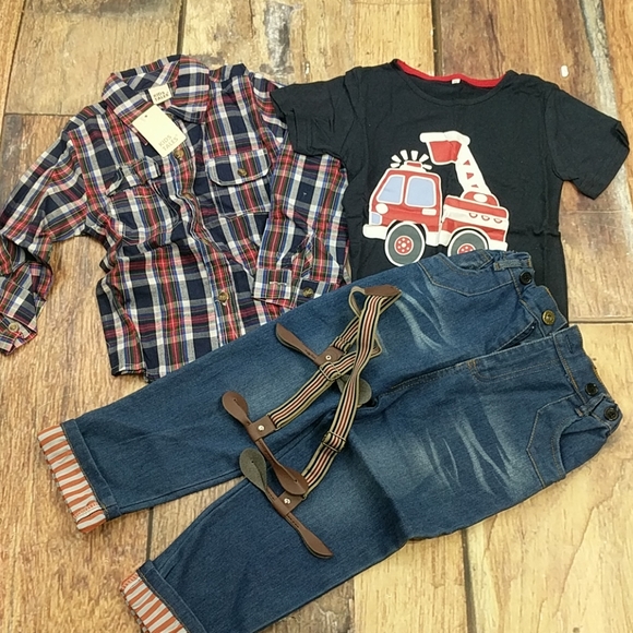 kids tales Other - Four Piece Size 6 Outfit Jeans Shirts Suspenders